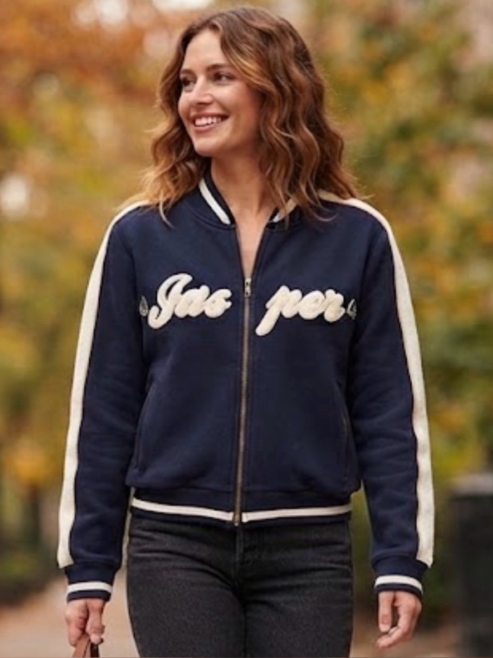 🆕 Attraction - “Jasper” Navy Blue Bomber Jacket/Sweater with White Stripe
